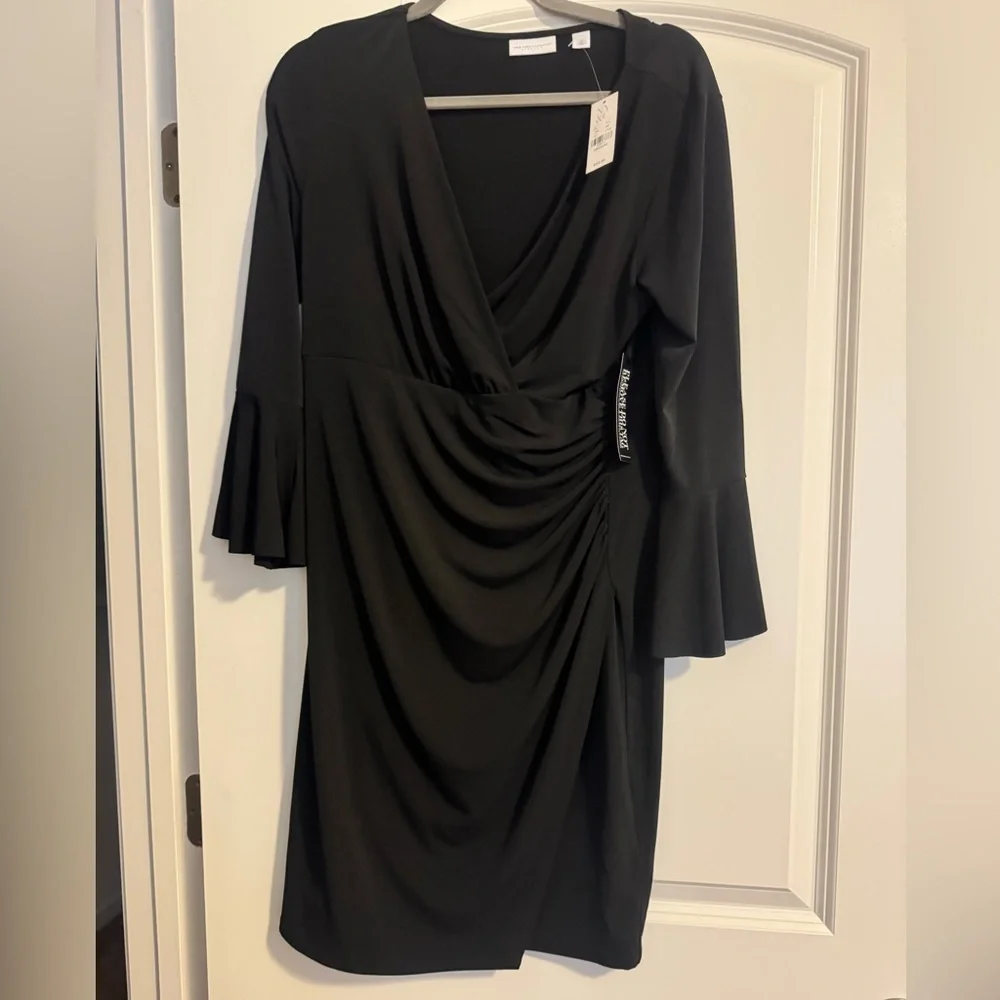 NWT New York & Company Black Wrap Dress, Size M - Picture 1 of 3